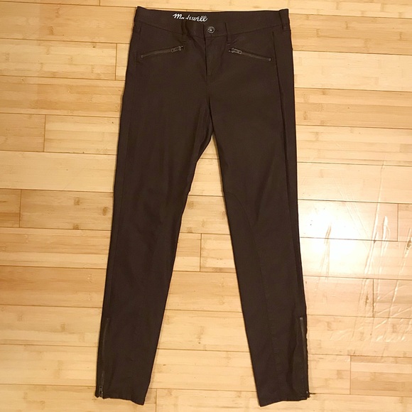 Madewell Denim - Madewell skinny coated motorcycle jeans in brown
